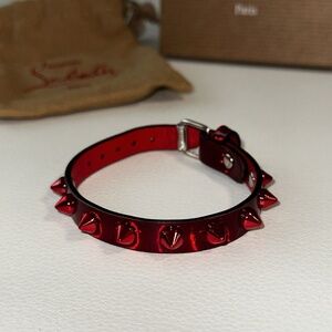 Christian Louboutin LOUBILINK Bracelet RED 10 Patent Leather R331 3215143